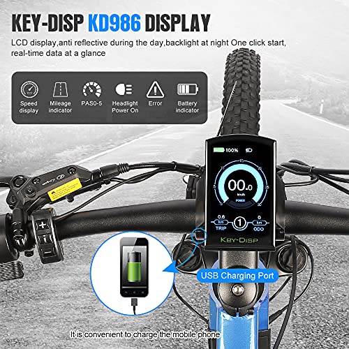 Accolmile 27.5" Electric Mountain Bike : Powerful RocketBear 1S eBike with 8fun 48V 750W Mid Drive Motor & 17.5Ah Removable Battery, Blue MTB with Suspension Fork for Adult Man Woman
