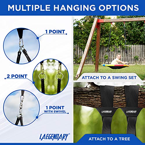 40 Inch Flying Saucer Tree Swing for Kids - Round Indoor Outdoor Swingset Toys - 700 Lbs Sensory Web Tire Swings - Durable Frame, Waterproof Yard Swings Set - 2 Tree Straps, 2 Carabiners, 1 Swivel