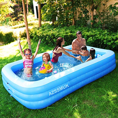 AZSSMUK Inflatable Pool,120" X 72" X 22" Full-Sized Adult Inflatable Swimming Pool Kiddie Pools for Family Kids, Adults, Infant, Garden, Backyard,Water Party,Summer Water Party,Family Swimming Center