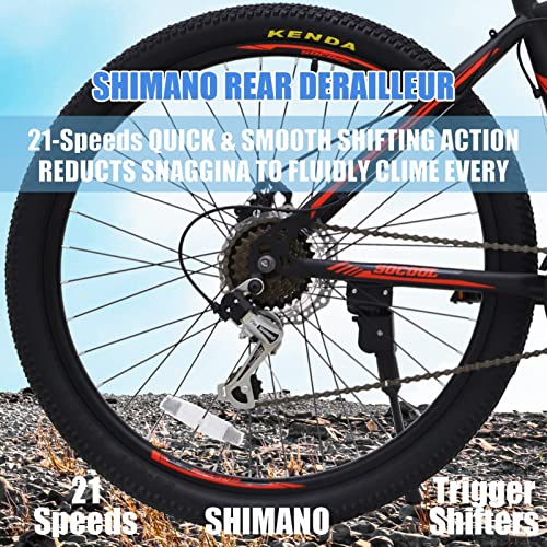 Mountain Bike, Mens and Womens, 26 Inch Shimano 21 Speed Mountain Bicycle with Suspension Fork, Dual Disc Brake for Adult Youth, Teen Boys Girls, Multiple Colors