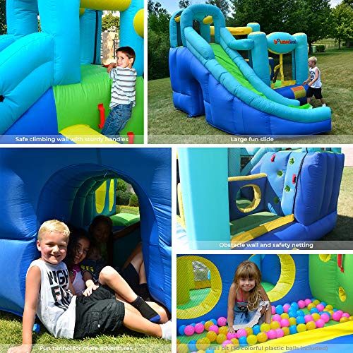 Bounceland Ultimate Combo Inflatable Bounce House, 12 ft L x 10 ft W x 8 ft H, Basketball Hoop, Obstacle Wall, Fun Tunnel, Slide and Bounce Area for Kids
