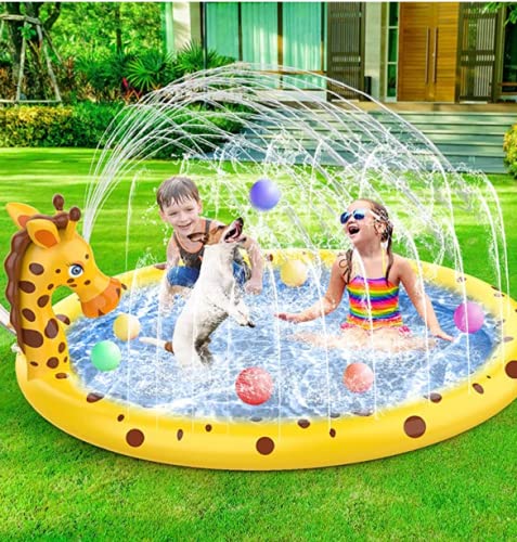 AOLUXLM Kids Sprinkler Splash Pad - 67”Outdoor Summer Pad Toys, Sprinkler Pad for Toddlers, Girls Pool Toys for 3 4 5 6 Year Old Kids