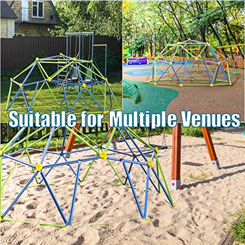 GIKPAL Climbing Dome, 10FT Dome Climber with Canopy Monkey Bars for Kids 3 to 10 Outdoor Play Equipment, Supports up to 1000lbs Jungle Gym, Anti-Rust, Easy Assembly, Gift for Kids - Blue+Green