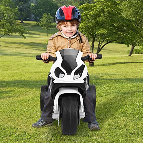 S AFSTAR Kids Electric Ride On Motorcycle, 6V 3 Wheels Bicycle Battery Powered Motorcycle w/LED Headlights, Music, Pedal, Spring Suspension, Electric Motorcycle Toy for Children Boys & Girls (Black)
