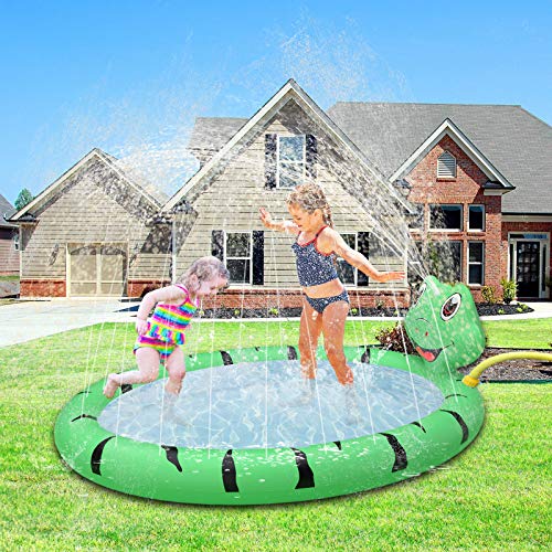 Baby Pool, Inflatable Kids Pool with Splash Sprinkler, Frog Toddler Swimming Pool, Kiddie Wading Pool, 67’’X51'' Indoor& Outdoor Water Game Play Center for Boys Girls