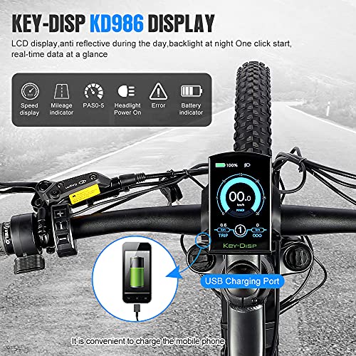Accolmile 27.5" Electric Mountain Bike : Powerful RocketBear 1S eBike with 8fun 48V 750W Mid Drive Motor & 17.5Ah Removable Battery, Black MTB with Suspension Fork for Adult Man Woman