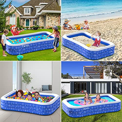 Inflatable Swimming Pool for Kids and Adults, 120" X 72" X 22" Full-Sized Family Kiddie Blow up Swim Pools with Canopy Backyard Summer Water Party Outdoor, Indoor, Garden, Lounge, Outside, Ages 3+