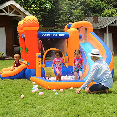 Inflatable Water Slide Park Toddle Bounce House with Slide Kids Bouncy House House with Air Blower for Kids Outdoor